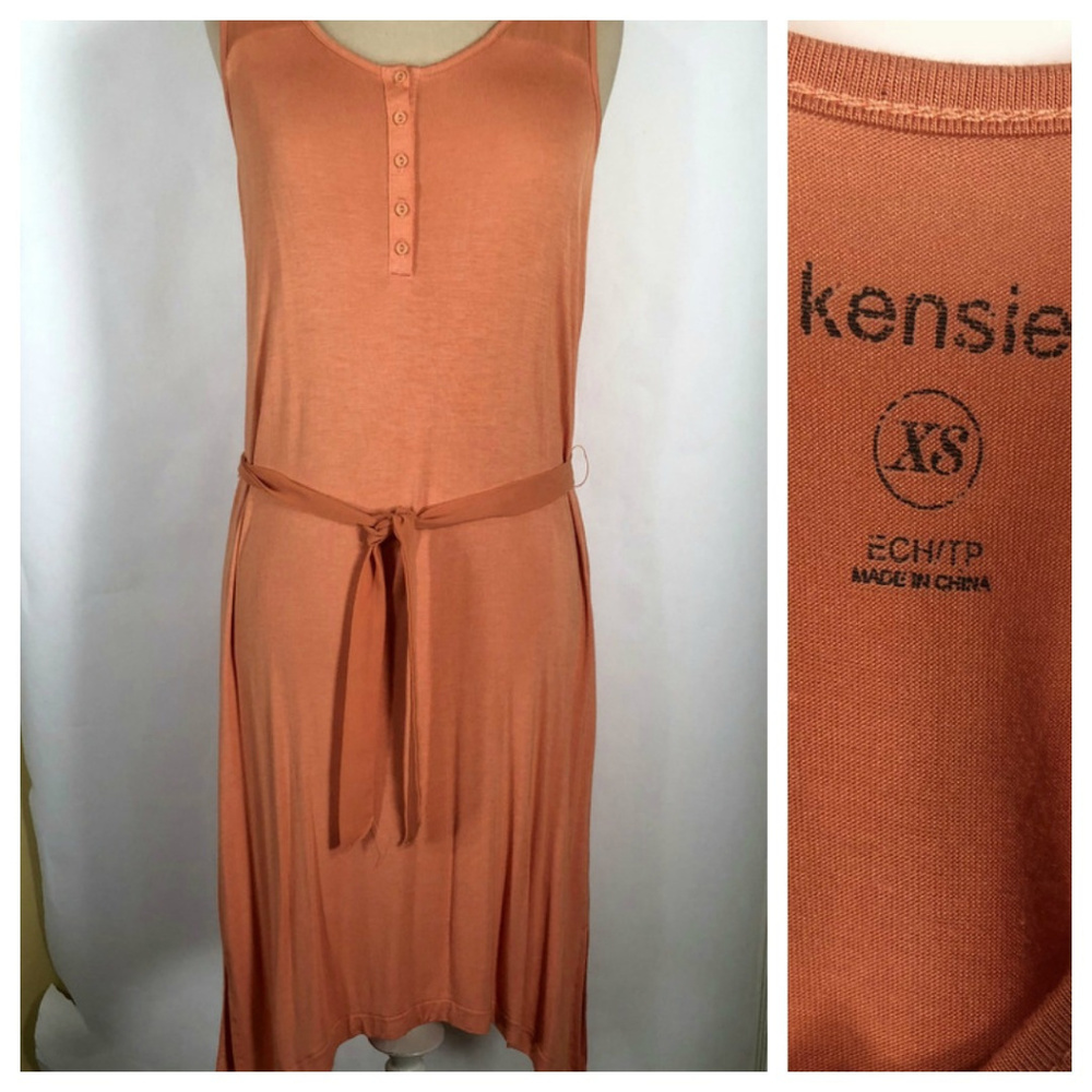 KENSIE light Orange Asymetrical Hem Knit Dress